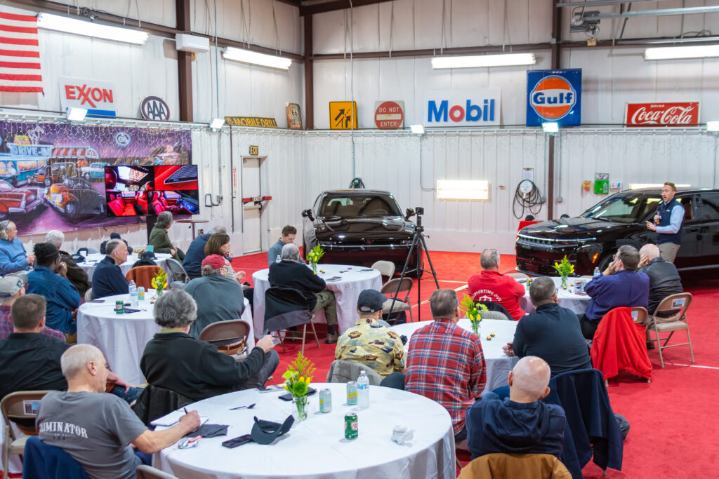 Stellantis showed the Dodge Charger and the Jeep Wagoneer S -- both black -- at the New England Motor Press Association meeting on March 6, 2025